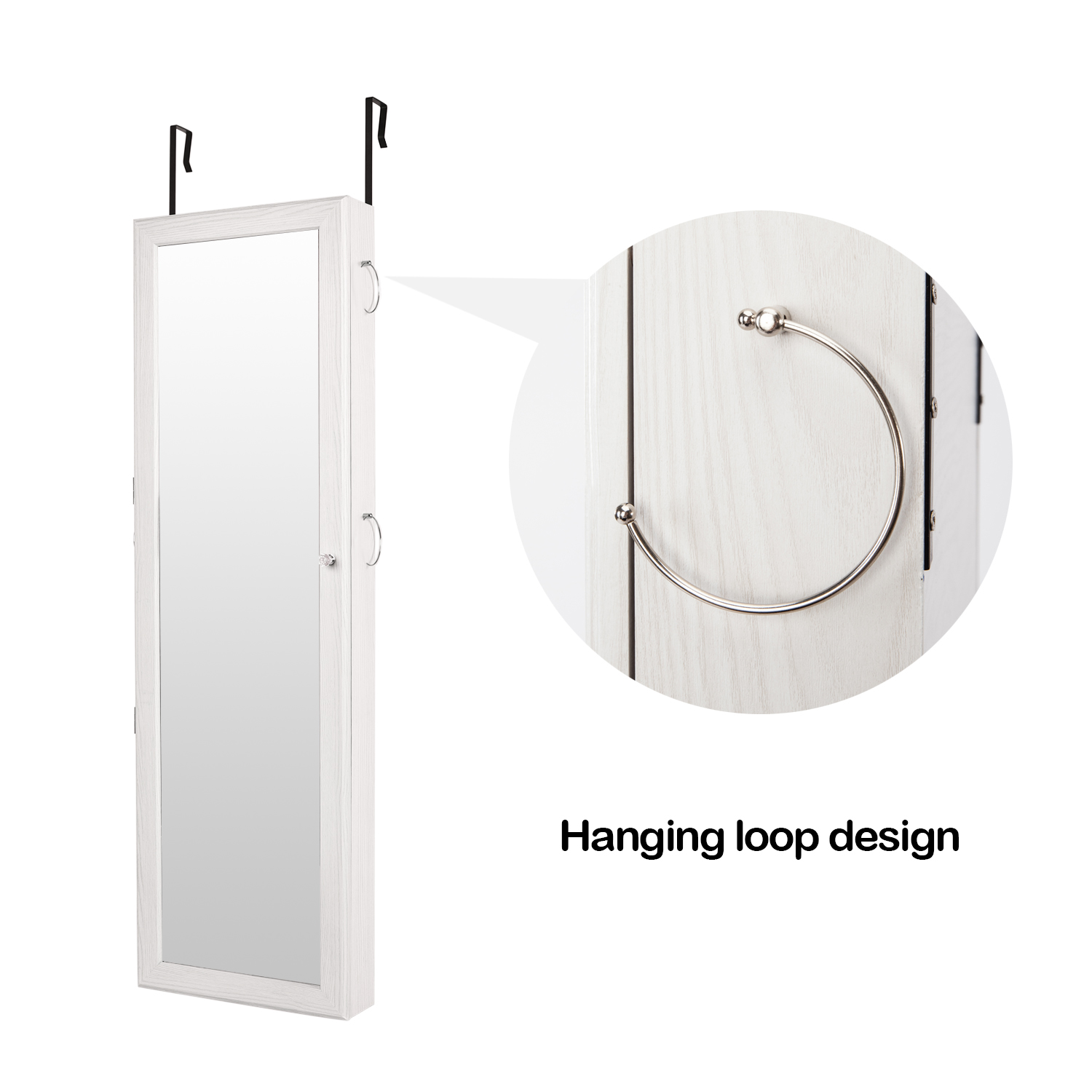 Solid Large Jewelry Mirror Holder Wall/Door Mounted Organizer